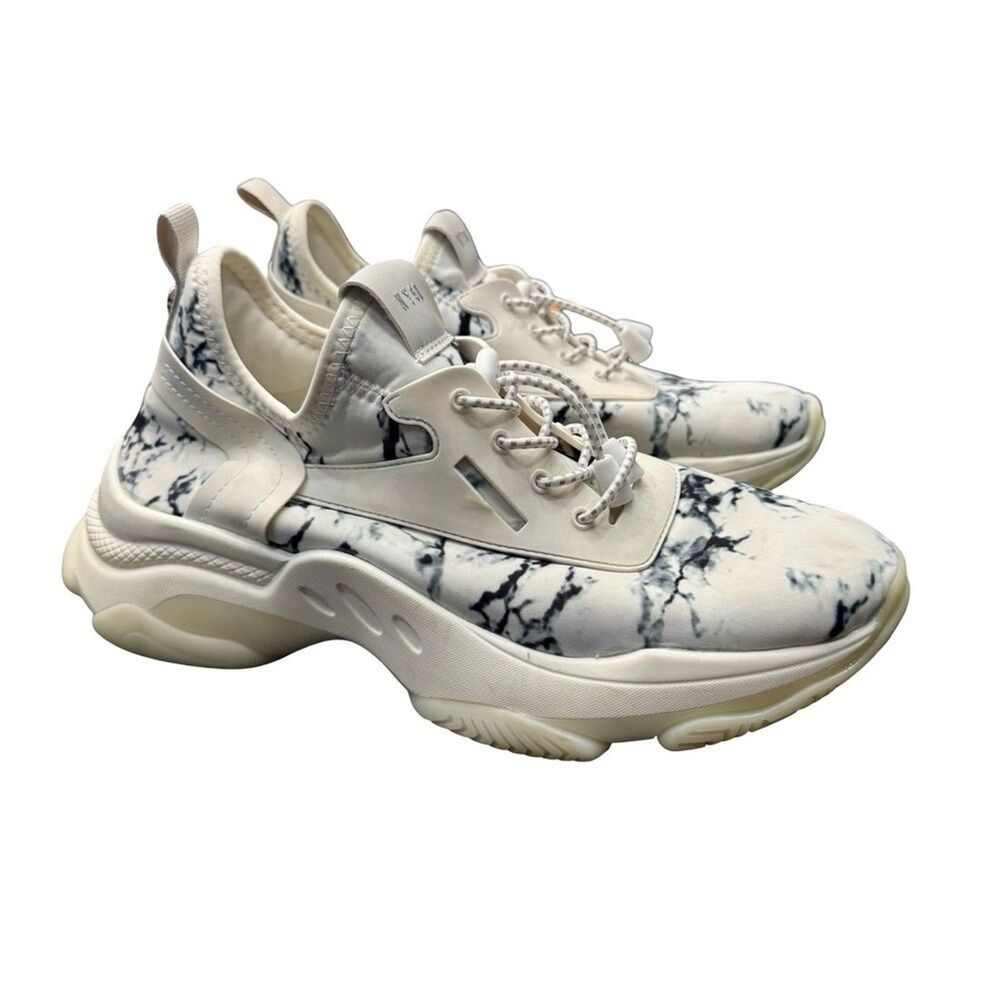 Steve Madden Black White Patterned Sneakers Womens Size 9 Casual Shoes